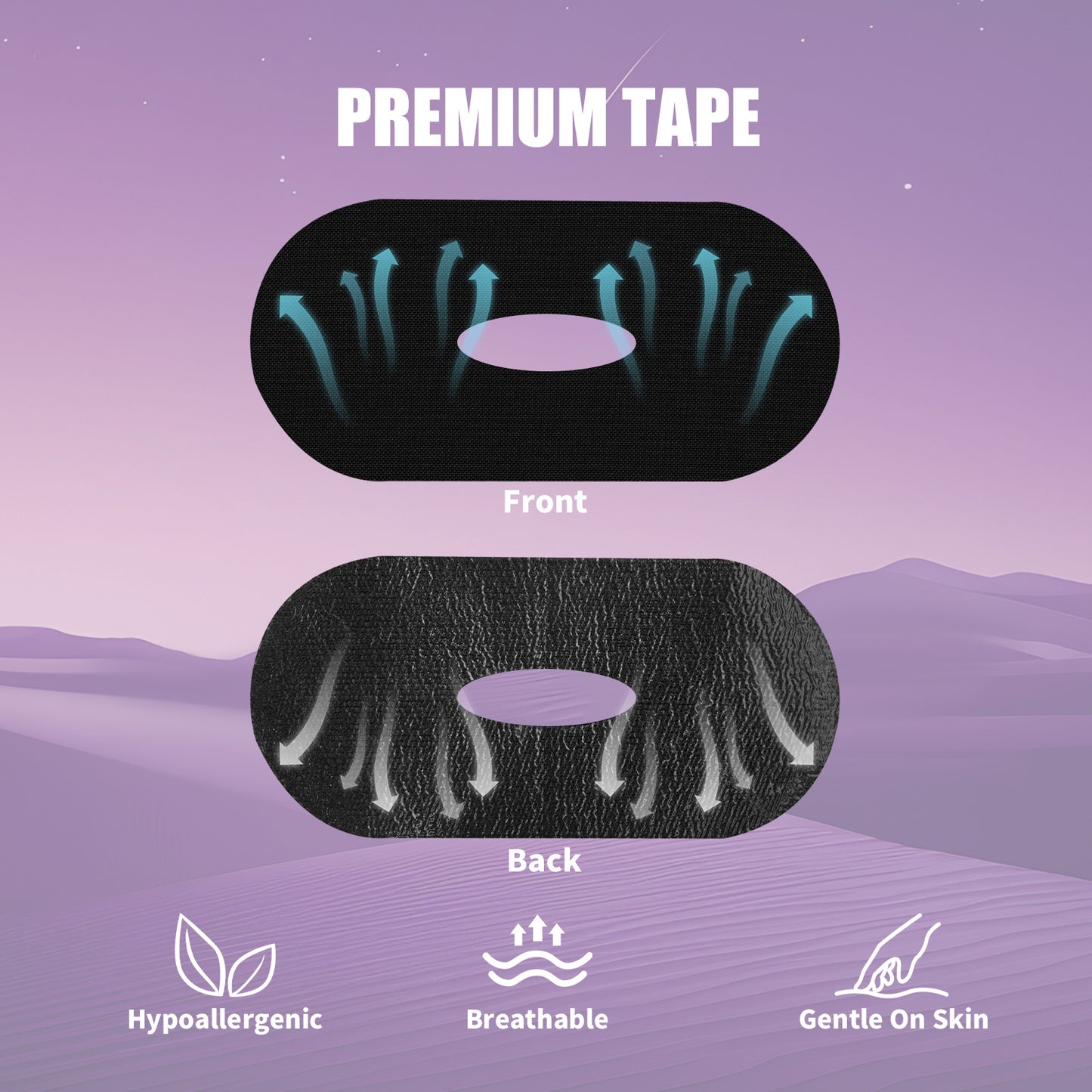 Purple Premium Sleep Tapes for Mouth: Hypoallergenic Cotton Adhesive – Latex-Free, Pain-Free, and Gentle on Skin