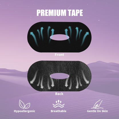 Purple Premium Sleep Tapes for Mouth: Hypoallergenic Cotton Adhesive – Latex-Free, Pain-Free, and Gentle on Skin